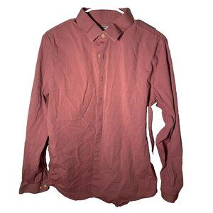 Express 1mx Shirt Mens Pink Long Sleeve Collared Fitted Button Up Size Large